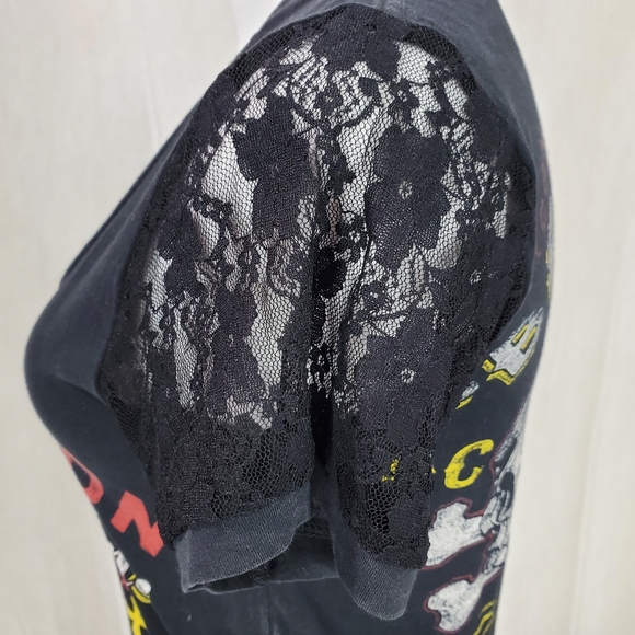 Affliction Women’s T-Shirt American Customs Motor Club Y2K Lace V-neck  Sz S - Picture 10 of 10